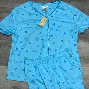Secret Treasures Aqua Spa Butterfly Pajama Set S (4/6) Cotton Blend Sleepwear